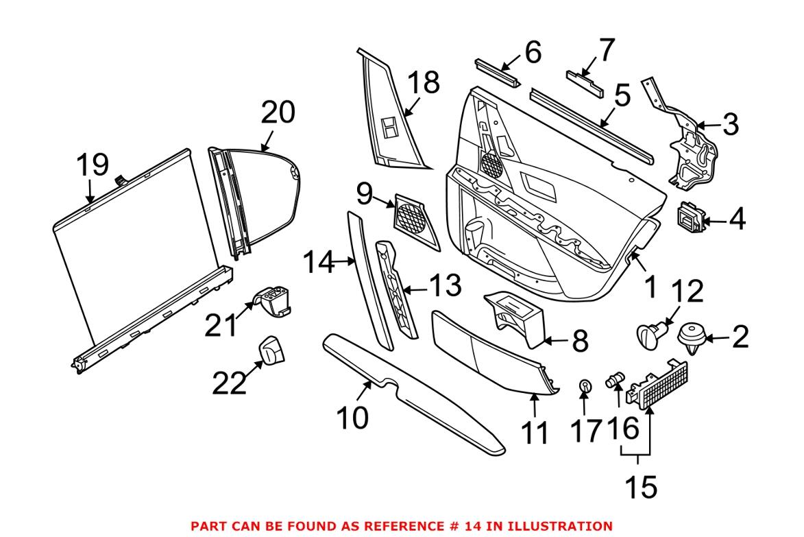 BMW Exterior Door Handle Cover = Rear Passenger Side 51426959336